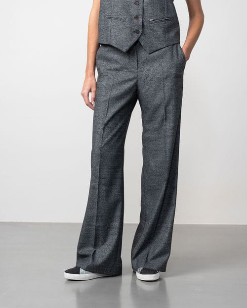Etiem Pantalón ancho en franela de cuadro de Gales Grandes descuentos