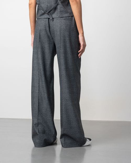Etiem Pantalón ancho en franela de cuadro de Gales Grandes descuentos
