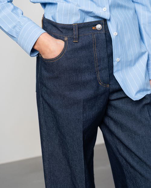Etiem Pantalón tejano ancho con vuelta Liquidación