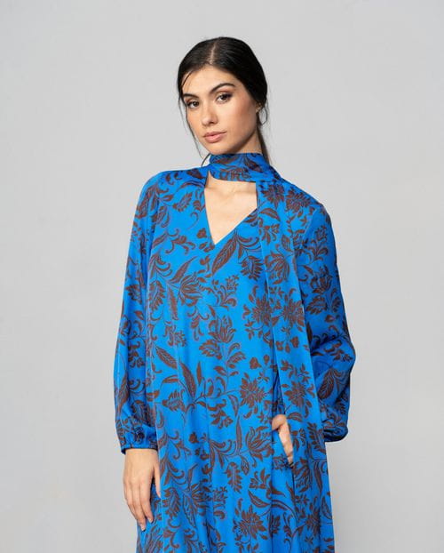 Etiem Vestido midi con fular en tejido estampado Limitado a 3 días