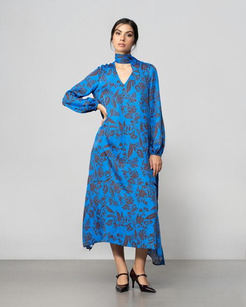 Etiem Vestido midi con fular en tejido estampado Limitado a 3 días