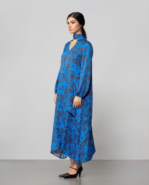 Etiem Vestido midi con fular en tejido estampado Limitado a 3 días