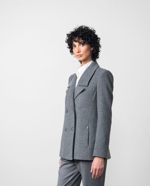 Etiem Chaqueta cruzada de muflón con solapas pequeñas Ofertas