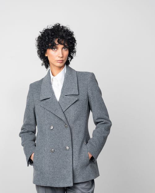 Etiem Chaqueta cruzada de muflón con solapas pequeñas Ofertas