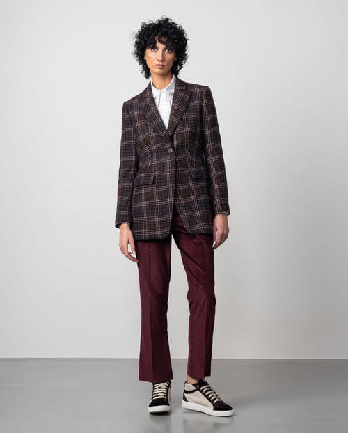 Etiem Chaqueta americana entallada en cuadro Tartán Venta caliente