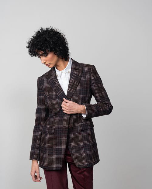 Etiem Chaqueta americana entallada en cuadro Tartán Venta caliente