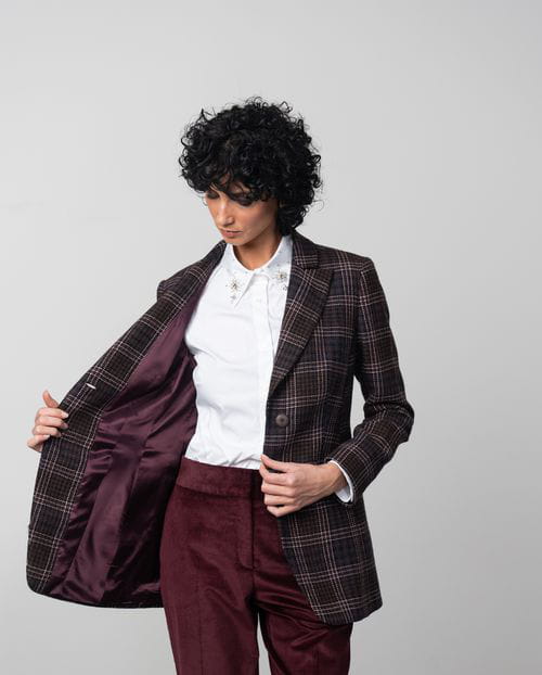 Etiem Chaqueta americana entallada en cuadro Tartán Venta caliente