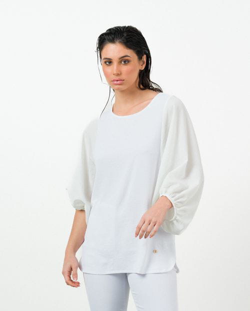 Etiem Camiseta combinada de manga fruncida abullonada Gran oferta