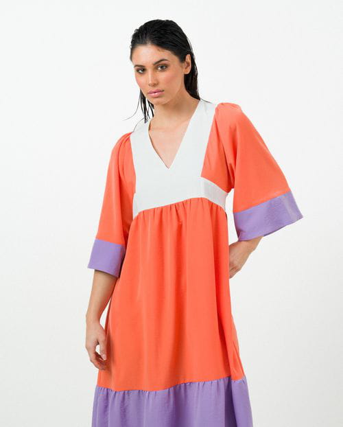 Etiem Vestido midi de paneles contrastados Rebajas online