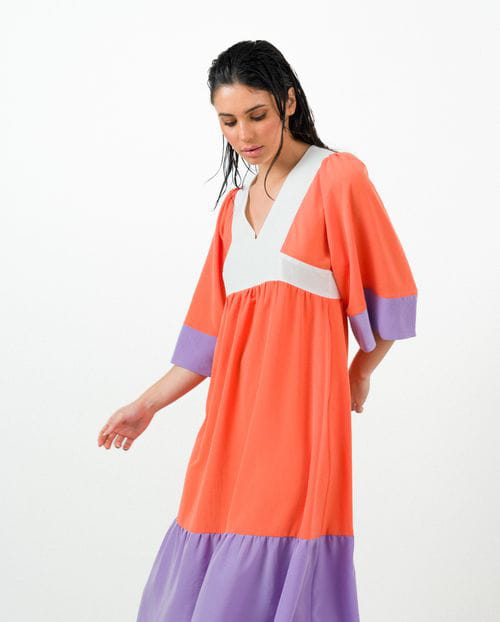 Etiem Vestido midi de paneles contrastados Rebajas online