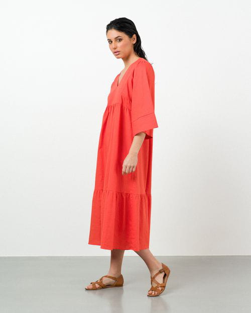 Etiem Vestido midi de vuelo en lino-viscosa Rebajas top