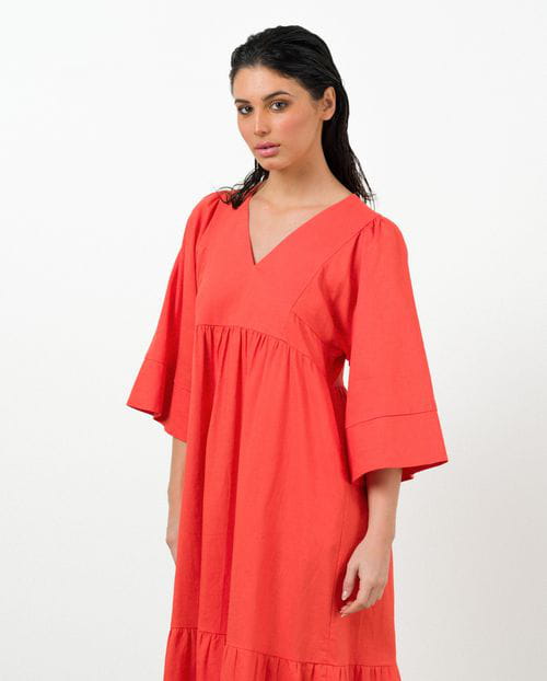 Etiem Vestido midi de vuelo en lino-viscosa Rebajas top