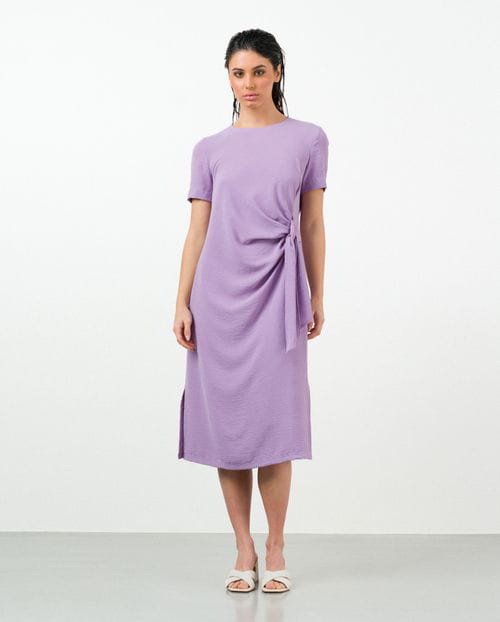 Etiem Vestido midi semi-entallado con nudo en la cintura Envío gratis