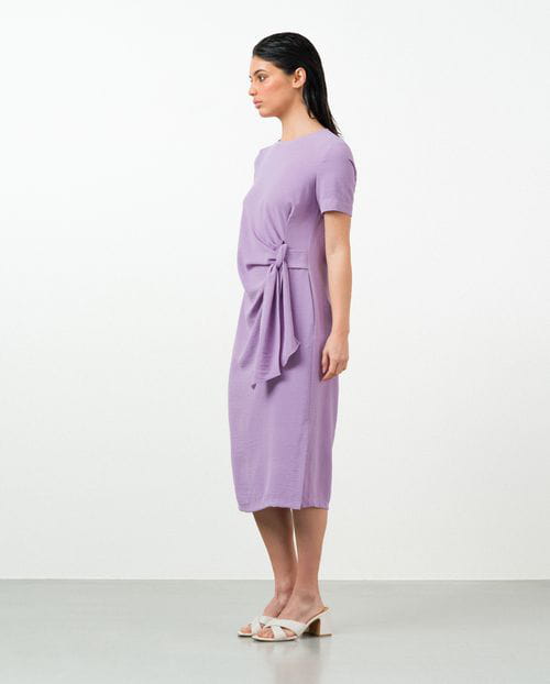 Etiem Vestido midi semi-entallado con nudo en la cintura Envío gratis