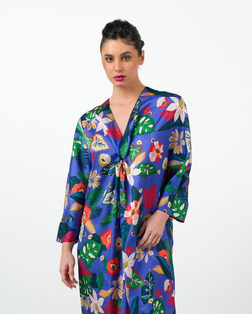 Etiem Vestido tipo túnica en satén estampado COMPRAR AHORA