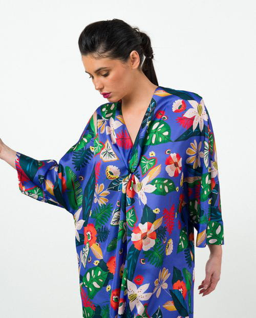 Etiem Vestido tipo túnica en satén estampado COMPRAR AHORA