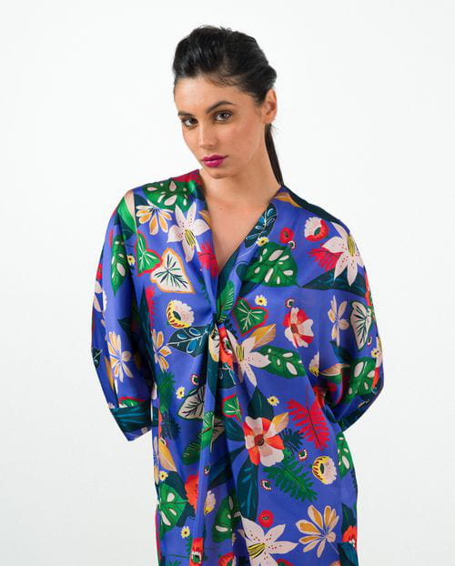 Etiem Vestido tipo túnica en satén estampado COMPRAR AHORA
