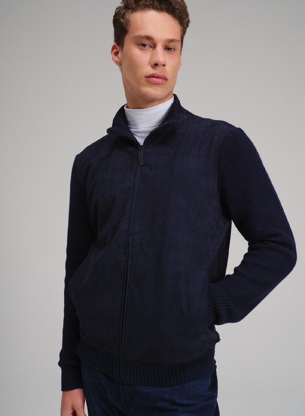 Etiqueta negra Campera con cierre combinada gamuza Oferta exclusiva