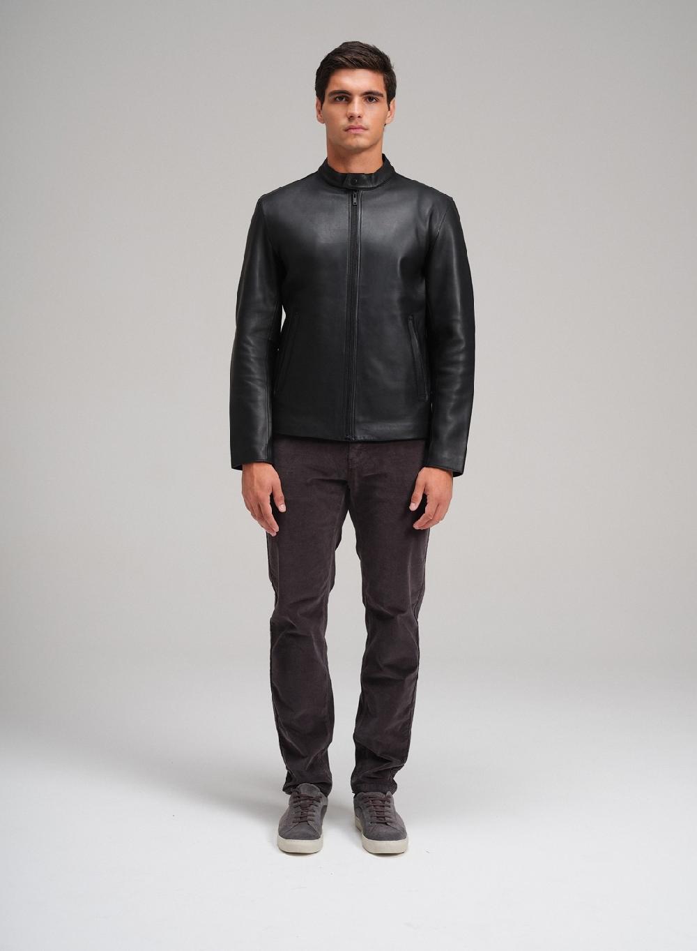 Etiqueta negra Campera moto cuello mao bolsillos al corte Descuento por venta flash