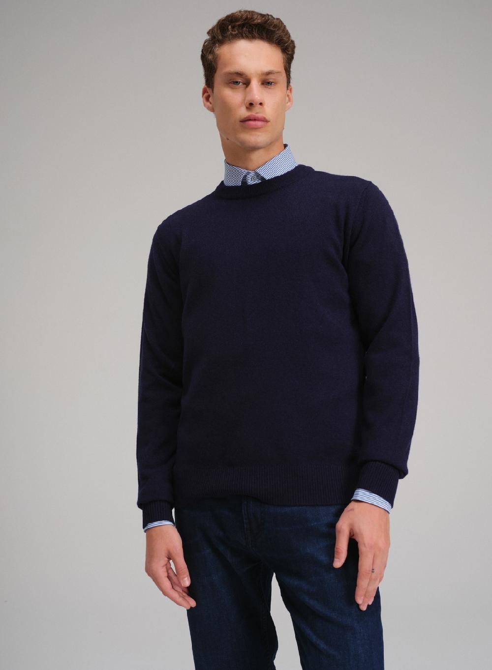 Etiqueta negra Sweater cuello U vivo lana cashmere