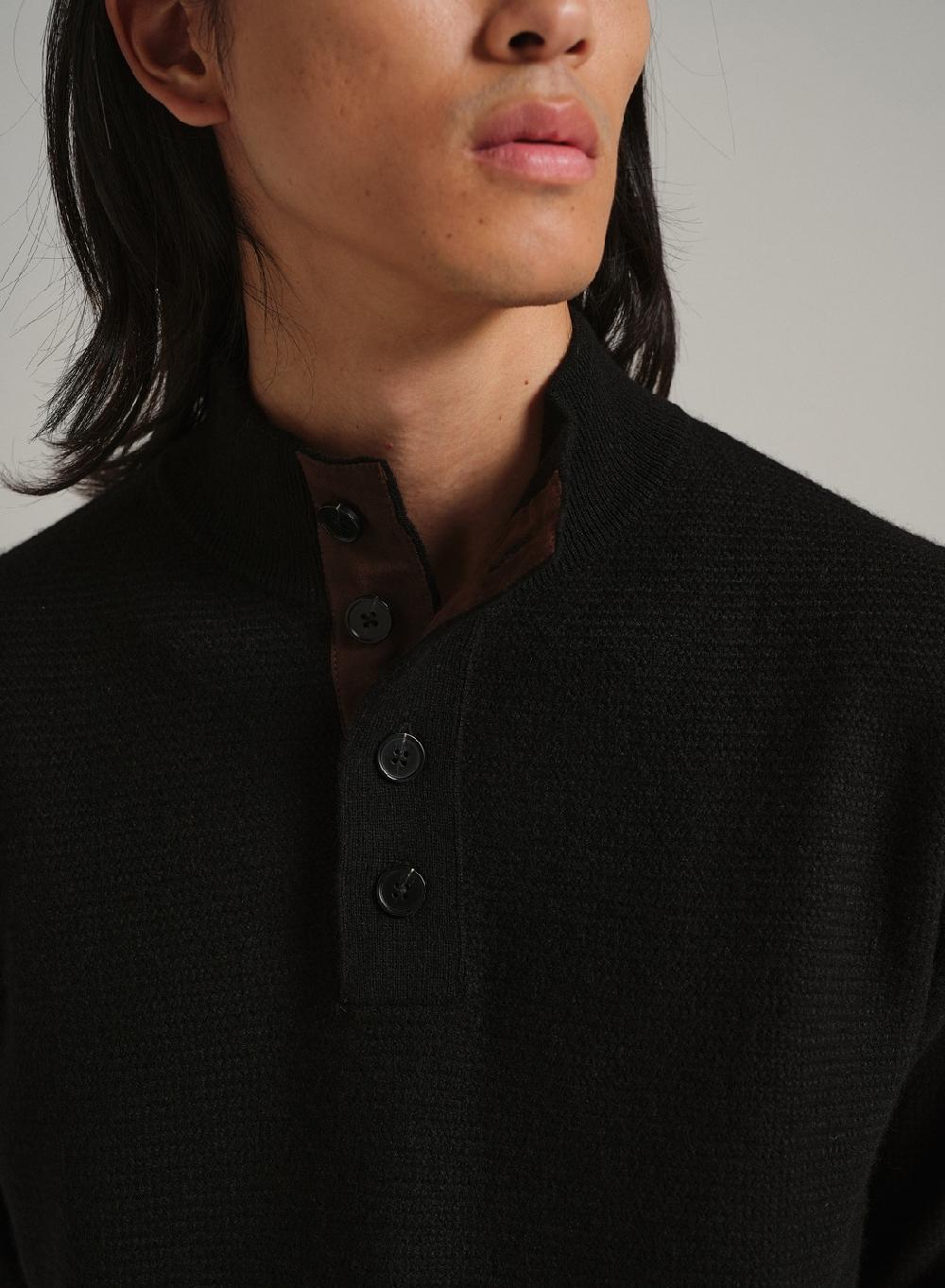 Etiqueta negra PREVENTA - Sweater media polera botones lana basico Solo queda un día