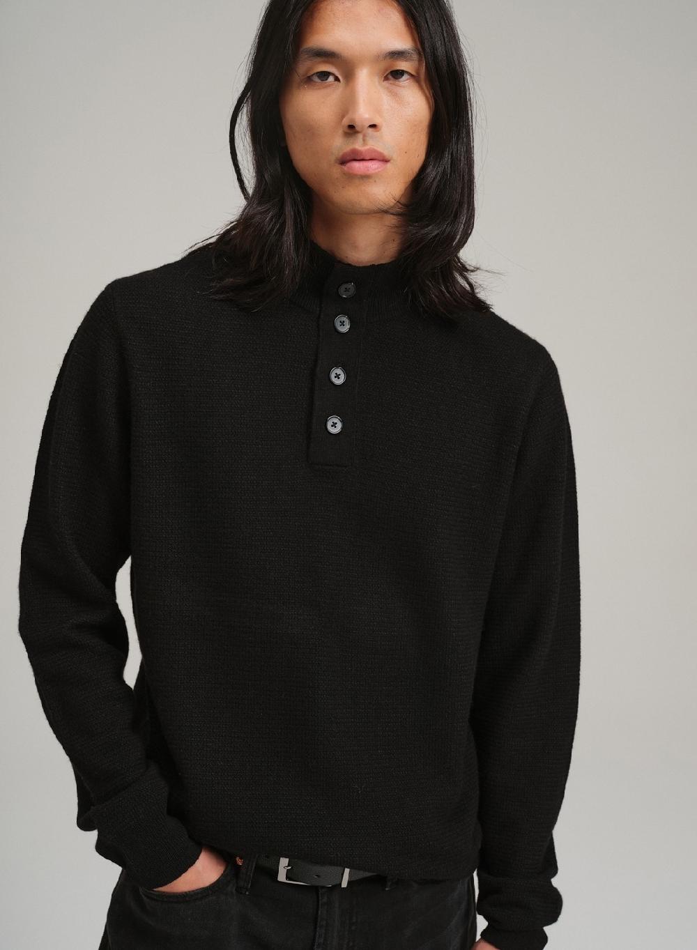Etiqueta negra PREVENTA - Sweater media polera botones lana basico Solo queda un día