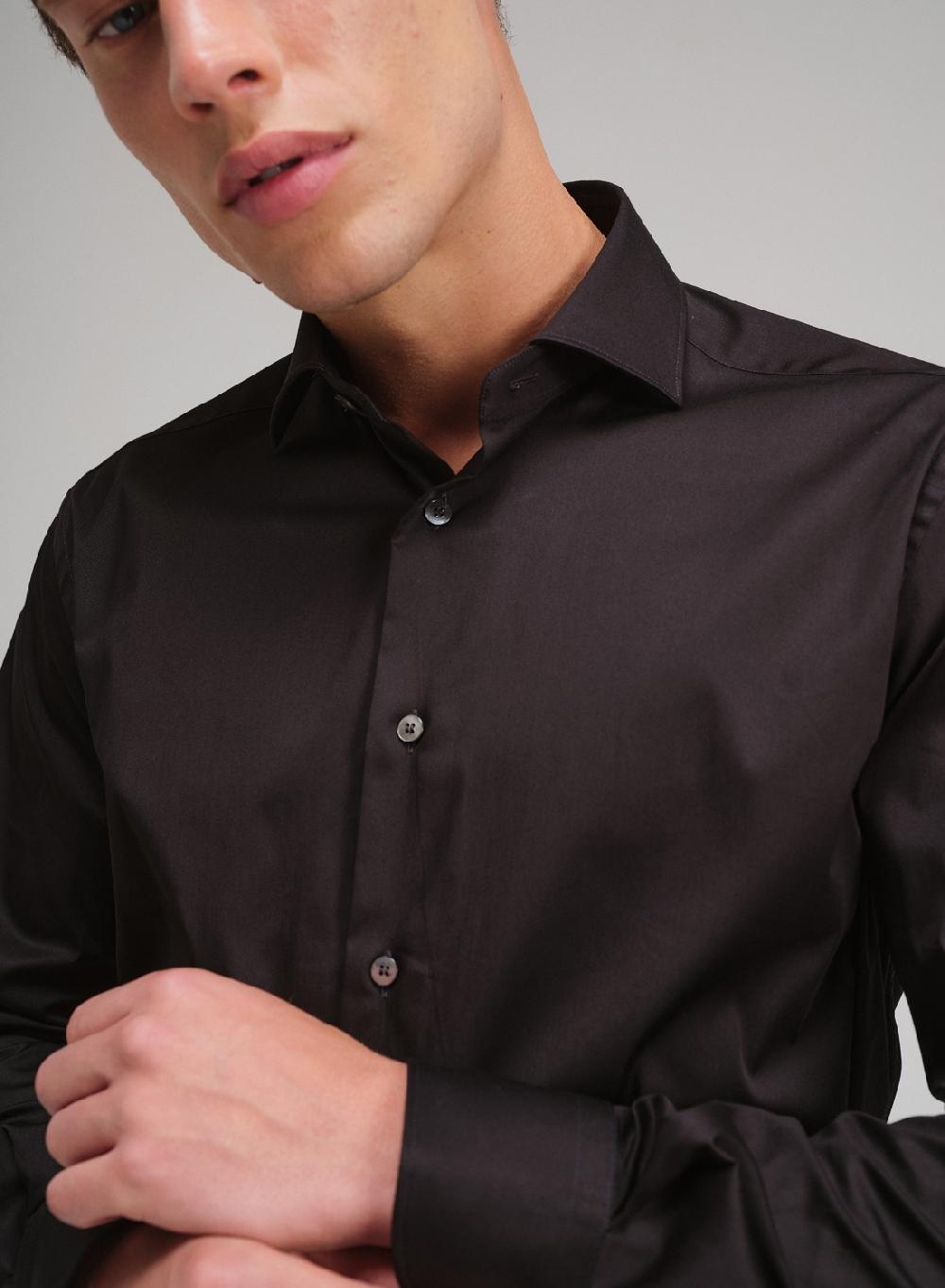 Etiqueta negra Camisa raso slim fit made in Italy Liquidación