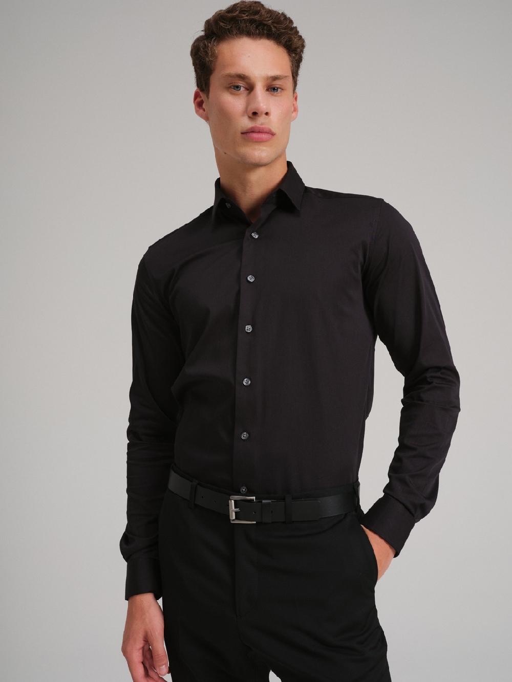 Etiqueta negra Camisa formal slim fit Mejor oferta