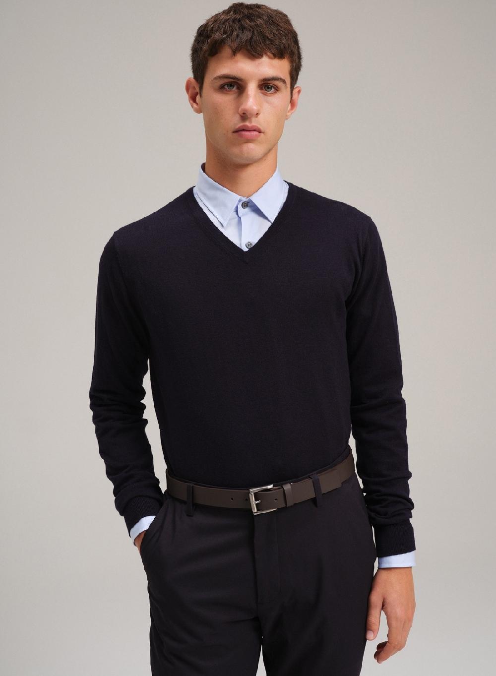 Etiqueta negra Sweater cuello V algodon cashmere Envío gratis