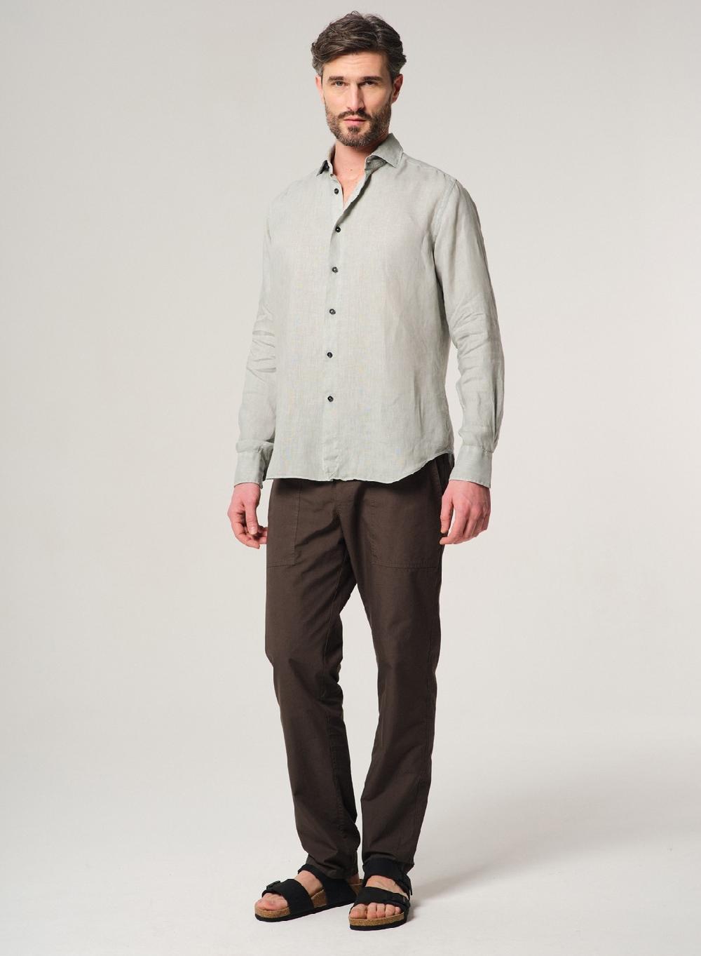 Etiqueta negra Camisa Lino Garment DYE Made in Italy Precios de Black Friday
