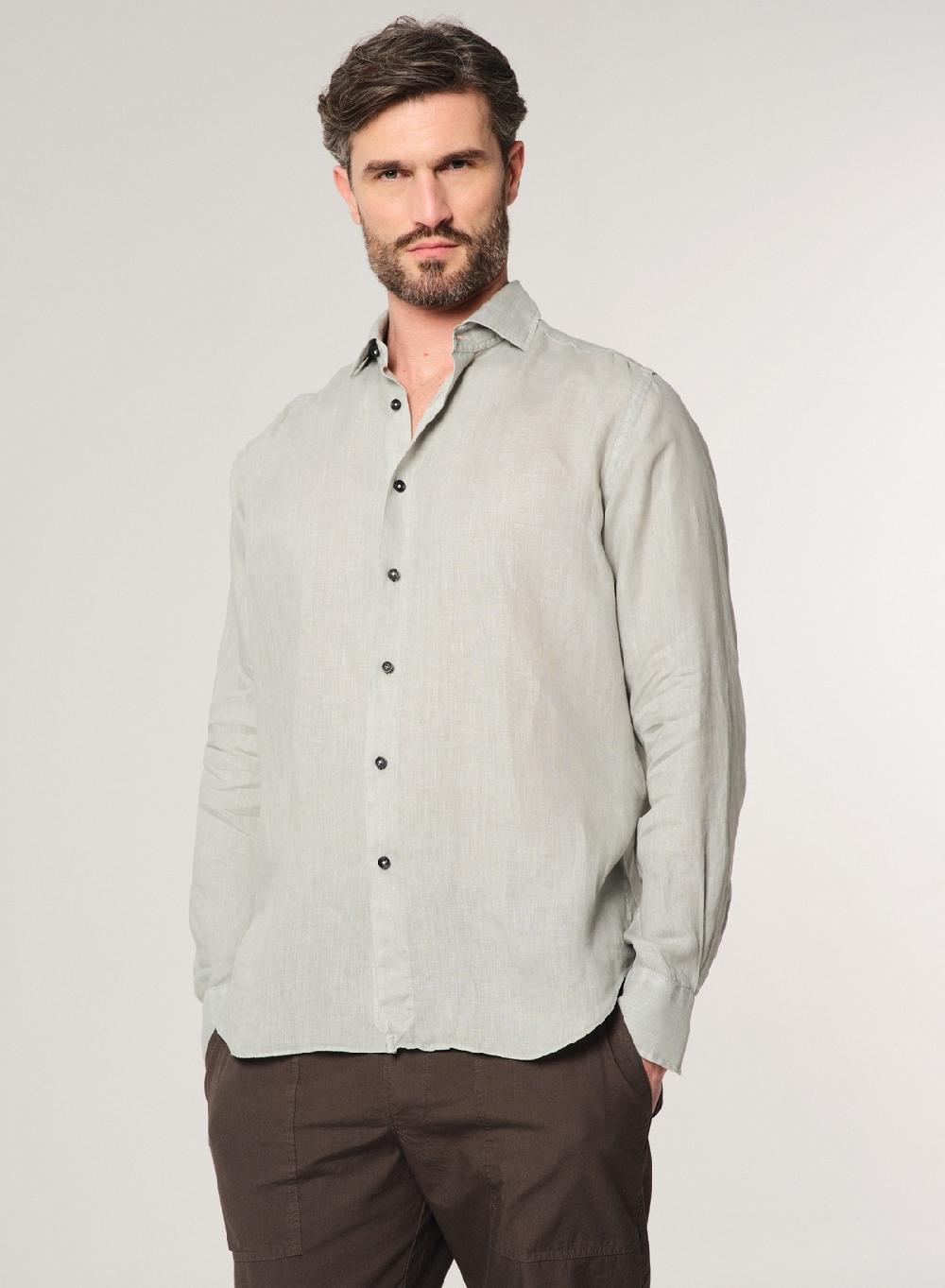 Etiqueta negra Camisa Lino Garment DYE Made in Italy Precios de Black Friday