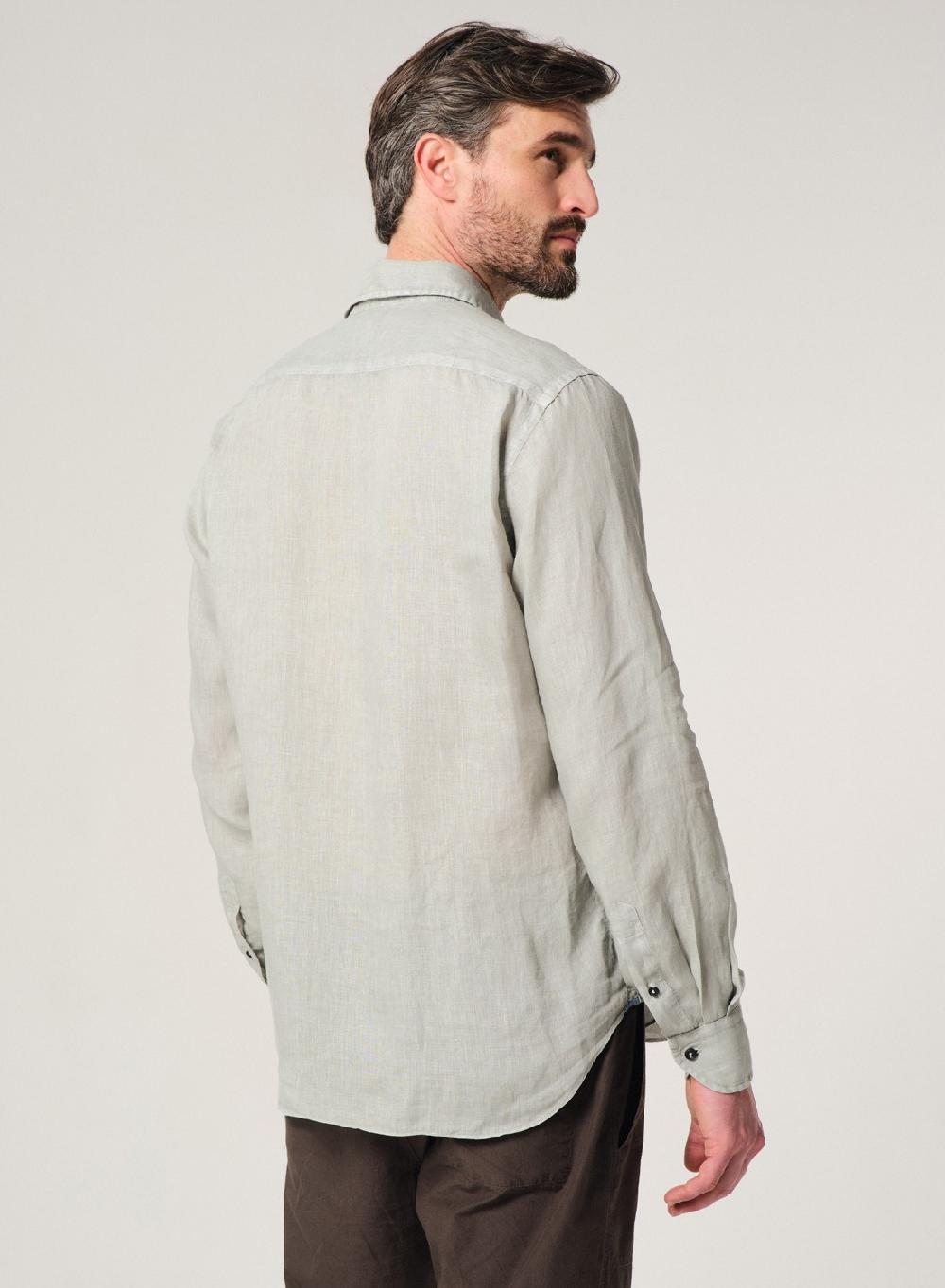 Etiqueta negra Camisa Lino Garment DYE Made in Italy Precios de Black Friday