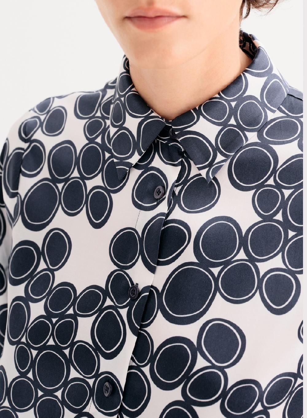 Etiqueta negra Camisa clasica seda estampada Grandes ahorros