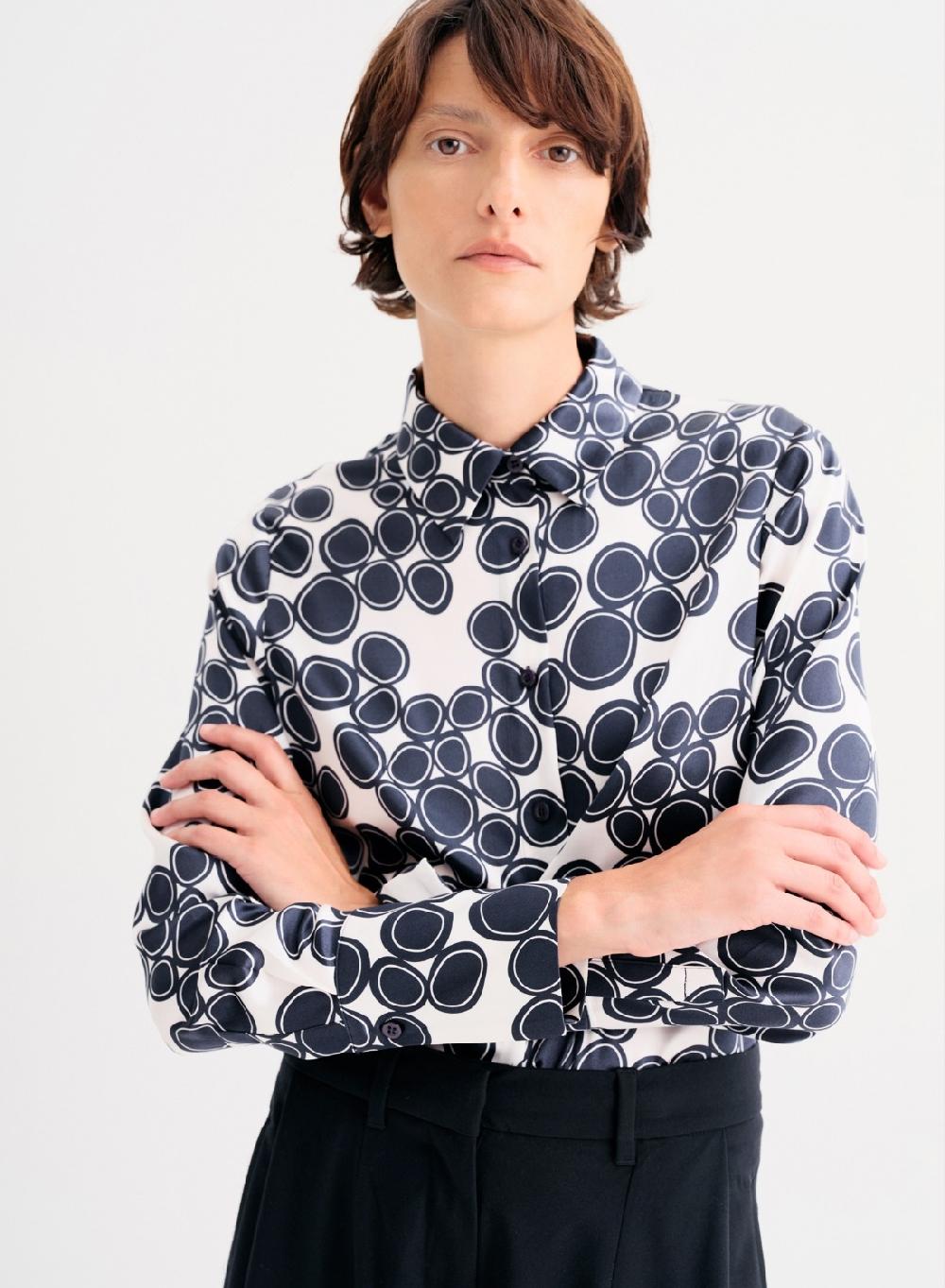 Etiqueta negra Camisa clasica seda estampada Grandes ahorros
