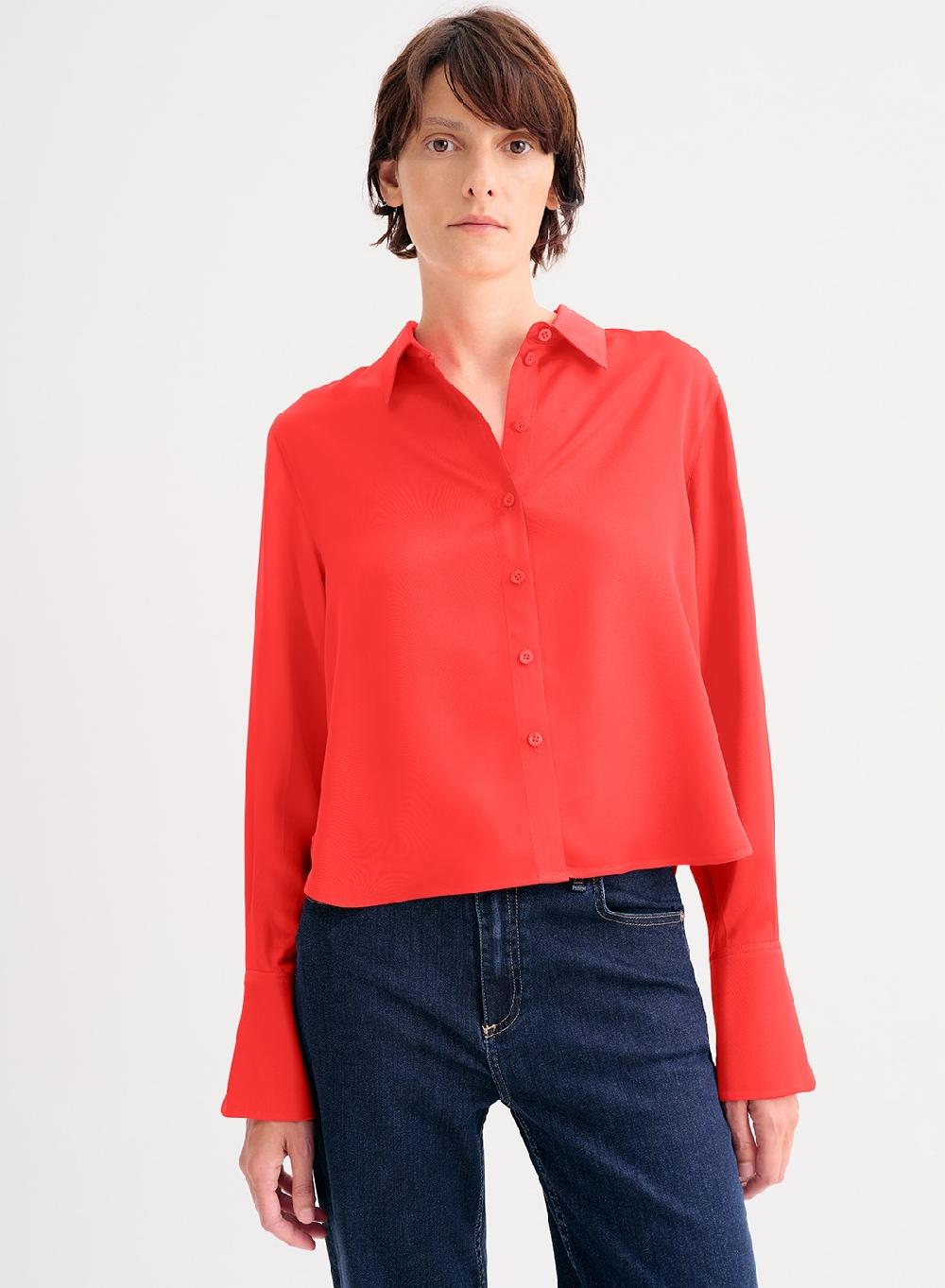 Etiqueta negra Camisa clasica saten liviano Precio ultrabajo