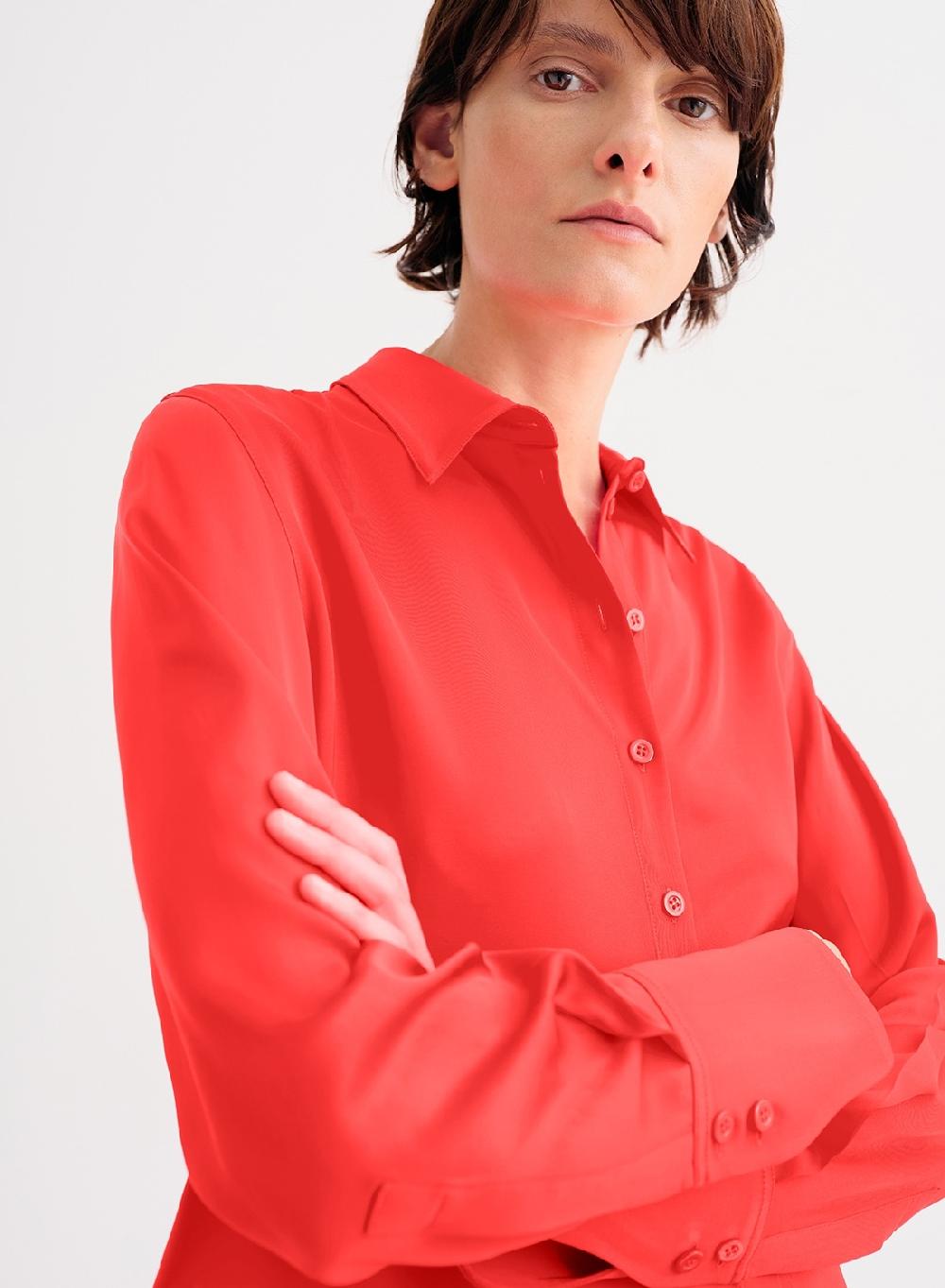 Etiqueta negra Camisa clasica saten liviano Precio ultrabajo