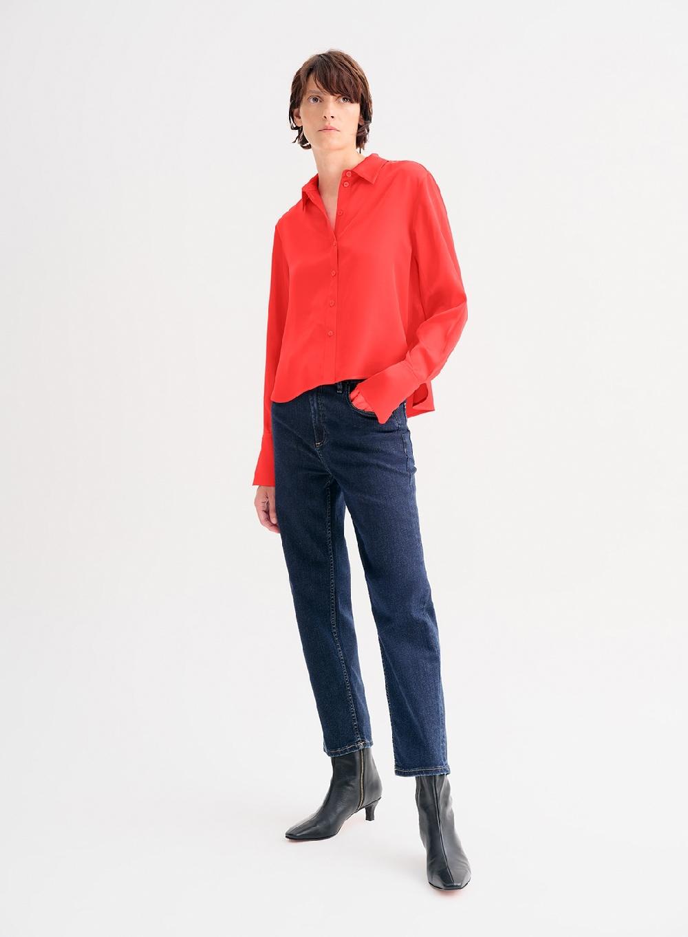 Etiqueta negra Camisa clasica saten liviano Precio ultrabajo