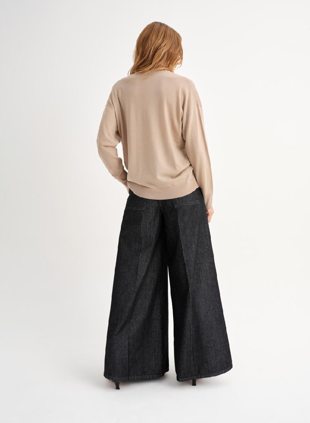 Etiqueta negra Sweater V amplio merino Gran oferta