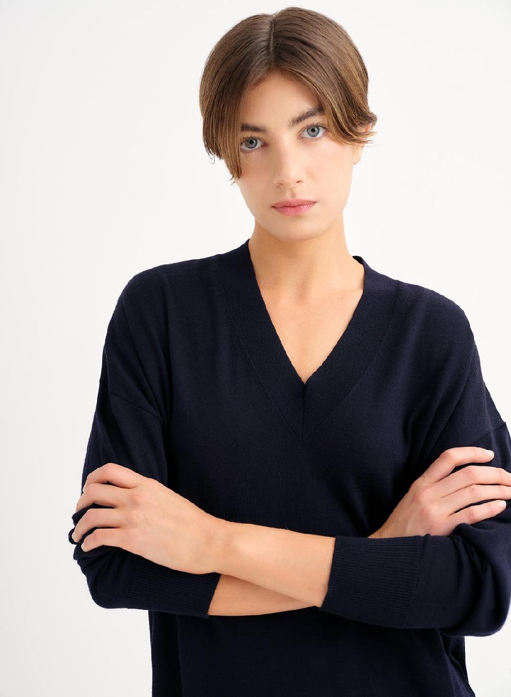 Etiqueta negra Sweater V amplio merino Rebajas baratas