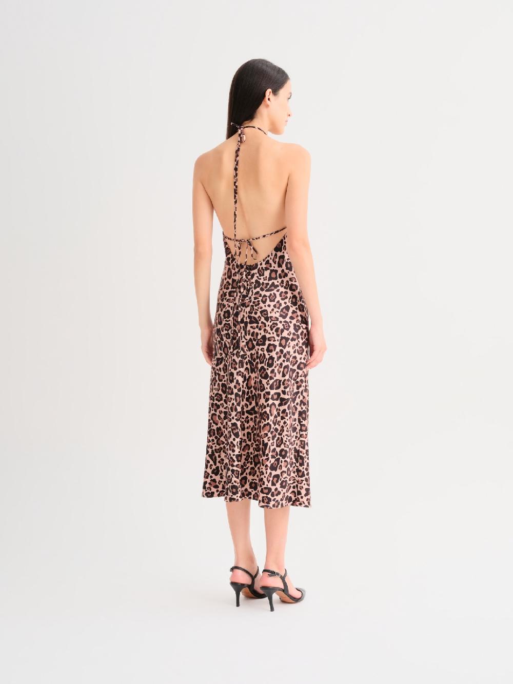 Etiqueta negra Vestido saten estampado Rebajas de fin de temporada