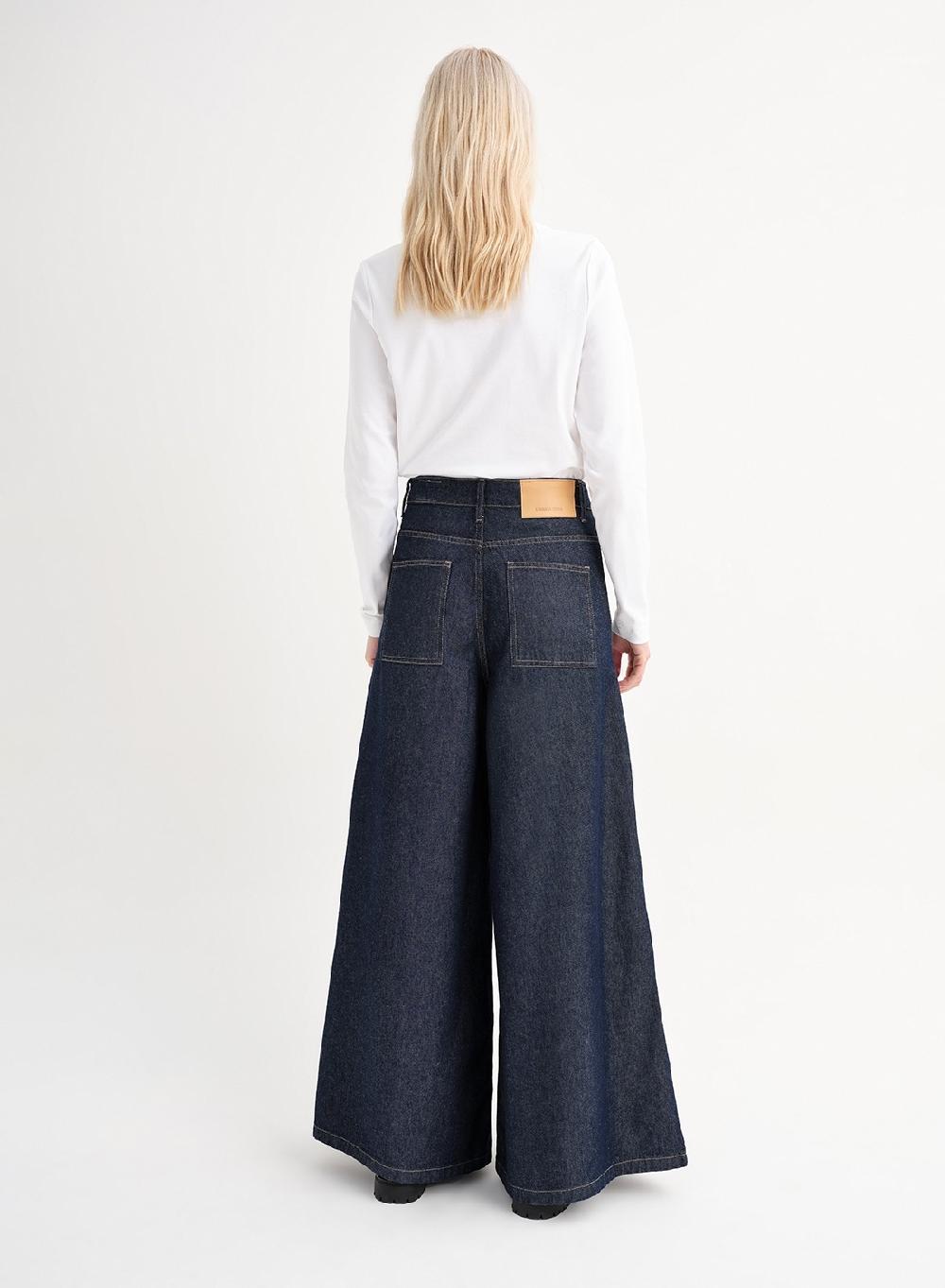 Etiqueta negra Jean ancho azul Rebajas top