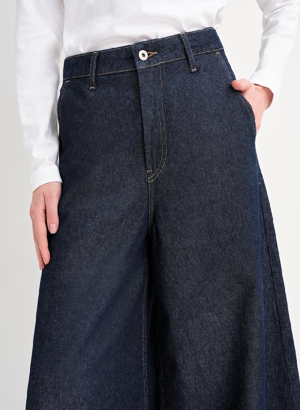Etiqueta negra Jean ancho azul Rebajas top