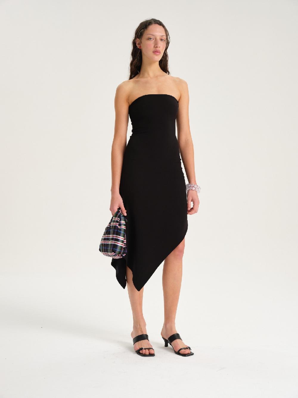 Etiqueta negra Vestido strapless viscosa Rebajas