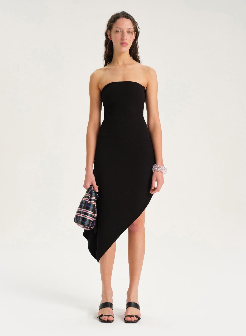 Etiqueta negra Vestido strapless viscosa Rebajas