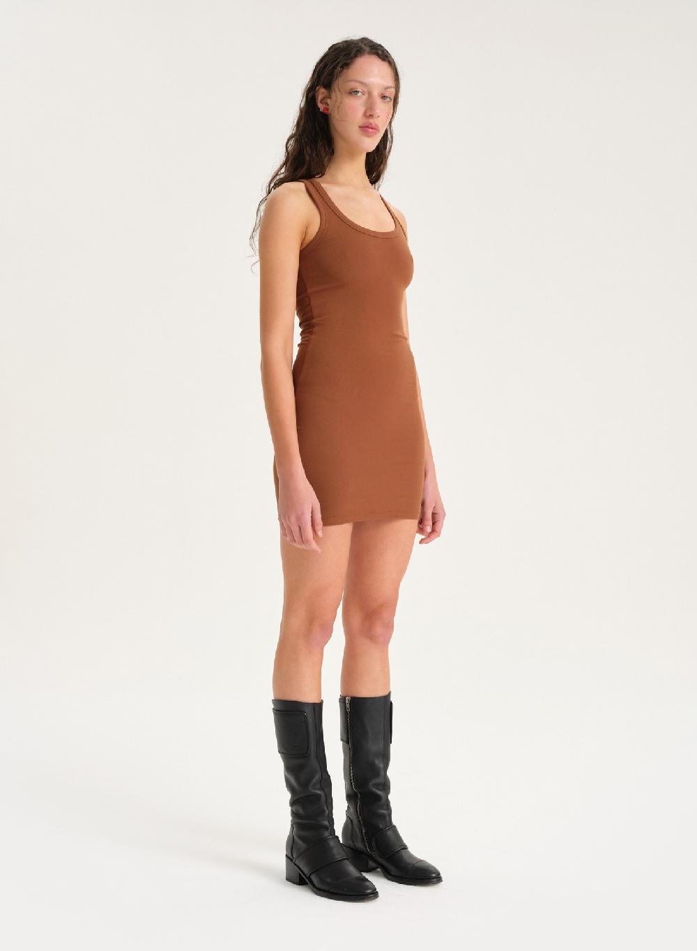 Etiqueta negra Vestido Rib Venta caliente