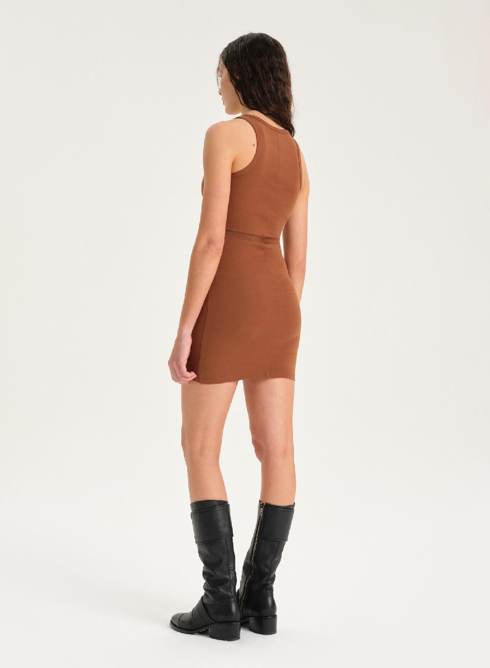 Etiqueta negra Vestido Rib Venta caliente
