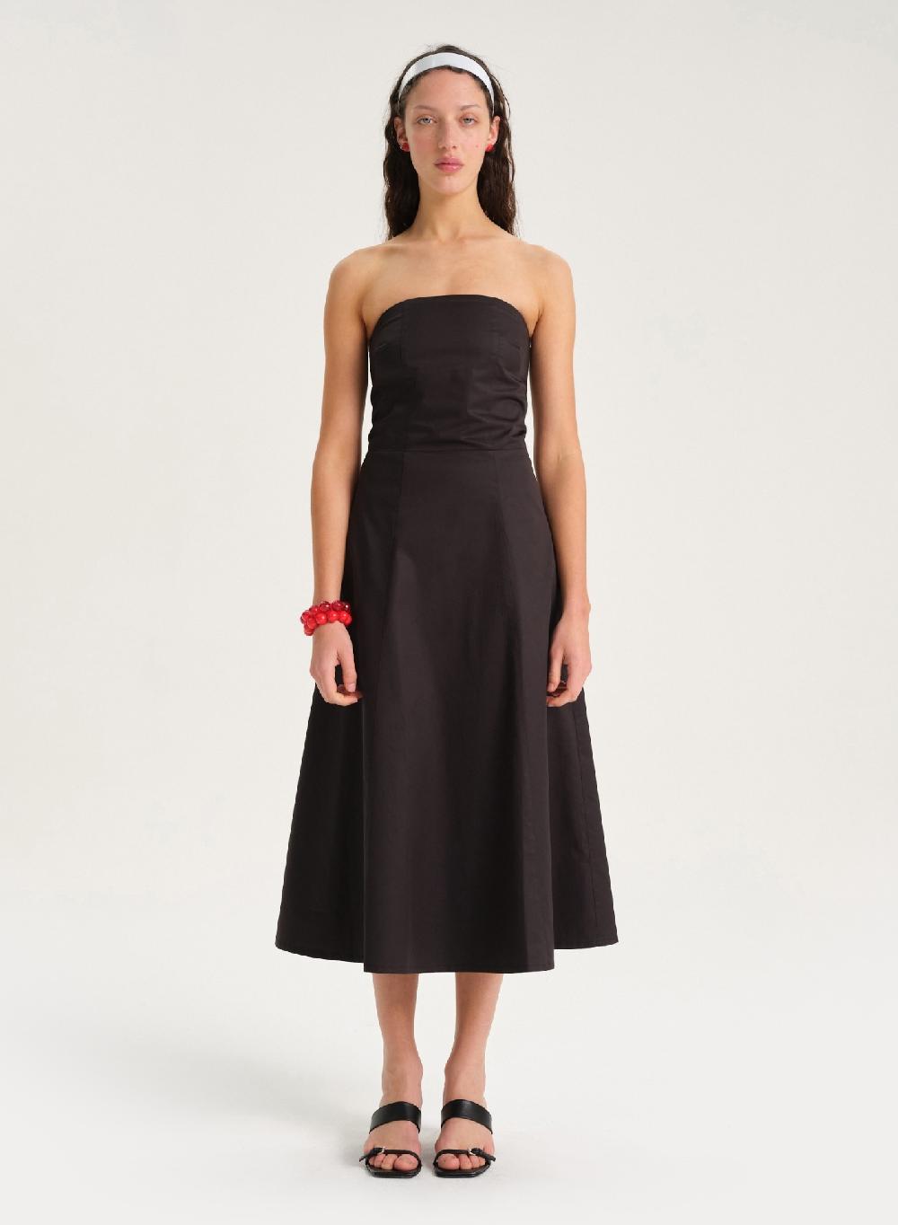 Etiqueta negra Vestido strapless poplin En oferta