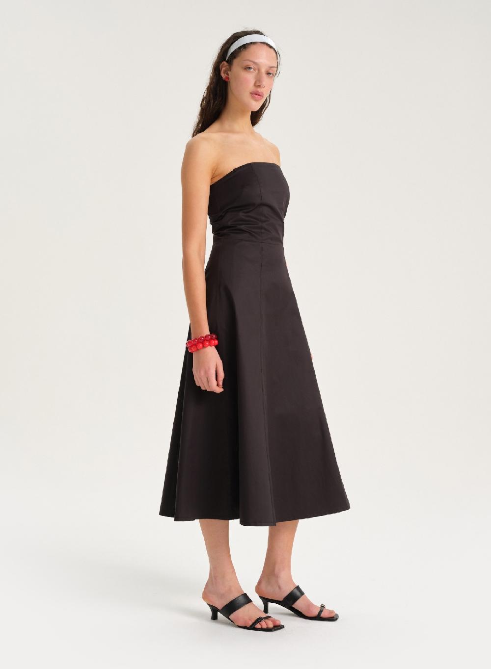 Etiqueta negra Vestido strapless poplin En oferta