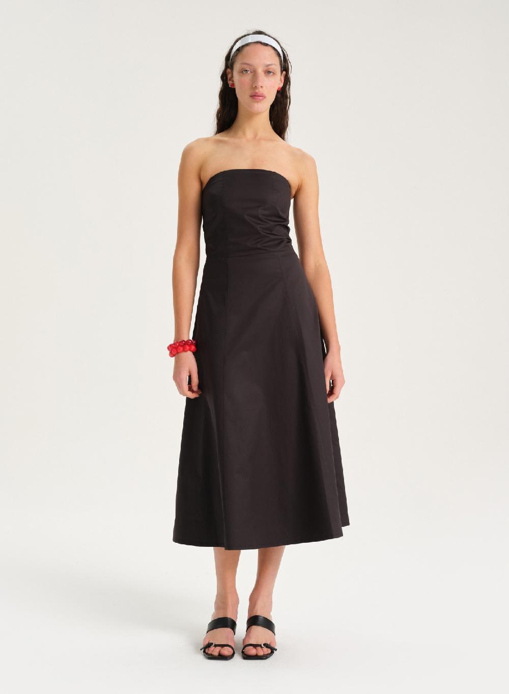 Etiqueta negra Vestido strapless poplin En oferta