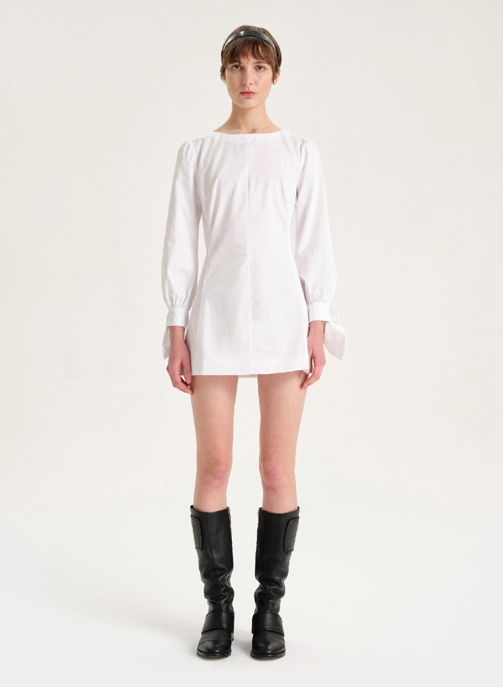 Etiqueta negra Vestido manga larga poplin